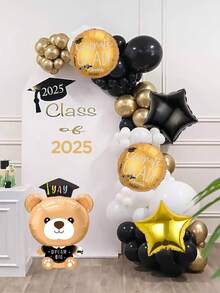 5 件/套毕业生熊形铝箔气球，2025 年毕业装饰道具，18 英寸金色和黑色五角星/星形铝箔气球，18 英寸圆形毕业标语铝箔气球，适用于毕业庆典、拍照道具、校园活动、2025 年毕业周年装饰 - 彩色 - 查看 4