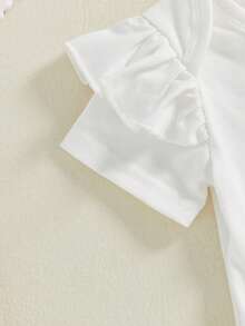 My First 4th Of July Baby Girl Outfit Short Sleeve Romper Tutu Shorts Headband Set Newborn Inpendence Day Clothes - 白色 - 查看 8