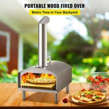 Portable 12 Inch Wood Fired Outdoor Pizza Oven With Foldable Legs Max Temperature 932F Stainless Steel Complete Accessories For Outdoor Cooking - Silver - View 3