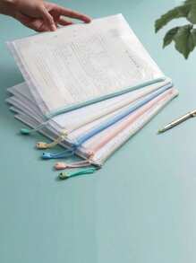 10/20pcs A4 Mesh Zipper Bags, PVC Mesh Zipper Pouches, Waterproof Plastic Mesh Zipper Envelopes, File Folders, Multi-Purpose Mesh Organizer Bags, Transparent Document Storage Bags Back To School