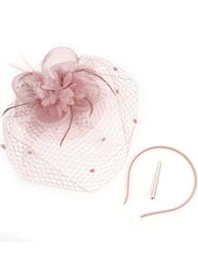 1 قطعة من قبعات التافك للنساء لحفلات الشاي وحفلات الفروسية بولاية كنتاكي وحفلات الزفاف، مزينة بالأزهار والشبكة الحجابية،اكسسوارات شعر، قبعة ديربي، قبعة صغيرة، طاقية صغيرة