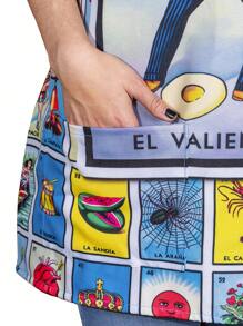 1 Delantal Mandil Unitalla Patrón de Lotería Mexicana para colgar en el cuello para salones de uñas, barberías, restaurantes, camareros, cocina, baño, hogar, artículos para el hogar