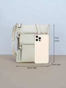 Túi đeo chéo thông thường mới bằng da PU chắc chắn, túi xách và ví thiết kế cho nữ - trắng - Xem 4