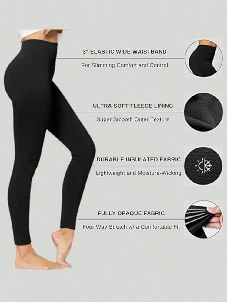 1-Pack Women's High-Waisted Cozy Fleece-Lined Seamless Leggings - 炭灰色 - 查看 5