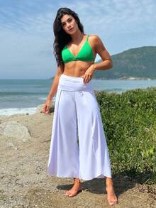 Beach Cover-Up Pants Jumpsuit - Blanco - Ver 2