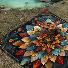 1 件长方形梦幻炫彩图案轻质户外多用途防水防沙沙滩毯数码印花休闲户外柔软材质野餐毯适合露营、野餐、海滩、家庭户外野餐等场景提供舒适的沙滩铺设体验春夏海滩派对必备品