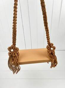 Altalena per neonati in stile macrame bohémien realizzata a mano, amaca in legno intrecciata a mano in stile rosa, accessori per servizi fotografici in stile vintage blu amaca in stile country per studio fotografico