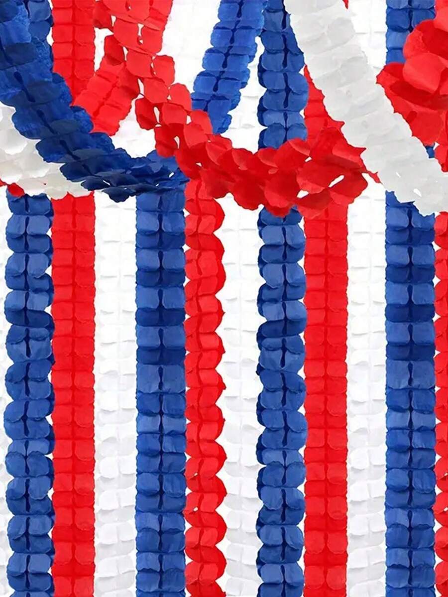 3 件/套美国独立日主题派对背景装饰，节日派对装饰纸飘带，红白蓝悬挂装饰纸飘带套装