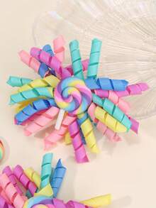 2pcs Colorful Bow Hair Clips For Girls,Fabric Lollipop Accessories Hair Bows,Cute Hair Accessories For Best Friend Fall Winter Gifts - Curling Hairpin - View 5