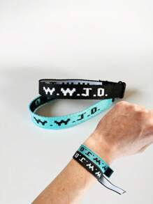 Set de 1/2/4 piezas Pulsera WWJD, Correa manual de colores aleatorios ¿Qué haría Jesús? Pulseras trenzadas hechas a mano bordadas, joyería cristiana inspiradora, muñequera deportiva unisex