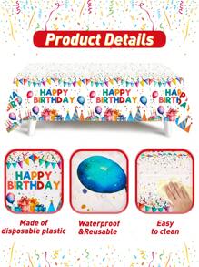 1Pc Colorful Happy Birthday Tablecloth, Balloons Pattern Table Cover,Table Runner, Birthday Party Gift,Table Deocration,Home Decor Table Decor,1st Birthday Party Favor,Party Tablecloth,Table Ornament,Birthday Decoration