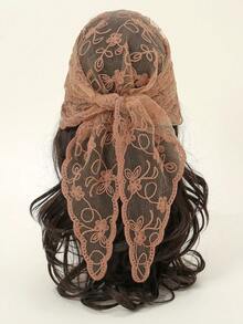 1件时尚花卉刺绣蕾丝头巾，复古女士三角头巾，优雅头饰发饰，教堂祈祷及婚礼面纱，新娘蕾丝曼蒂拉，秋季服装，女士情人节配饰