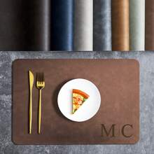 Personalized Placemats For Dining Table - Custom Letter Monogram & Name Placemats - Luxury PU Leather Table Mats For Kitchen & Dining Decor - Elegant Wedding Gifts For Couple, Bridal Shower, Anniversary - Unique Housewarming Gift, New Home Gift - Christmas, Father's Day, Mother's Day, Birthday Gifts For Mom, Dad, Husband, Wife - 30x40cm Waterproof & Wipeable Place Mats