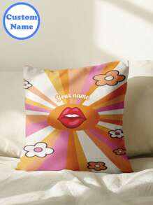 1pc Nome Personalizado Impresso DIY Fronha, Personalizado Single-Side Printed Pillow Cover Para Família, Crianças, Animal de Estimação, Amigos. Perfeito Para Casamento, Festival, Festa, Dia das Mães, Dia dos Pais, Ação de Graças, Sala de estar Sofá, Quarto Capa de Almofada Decorativa