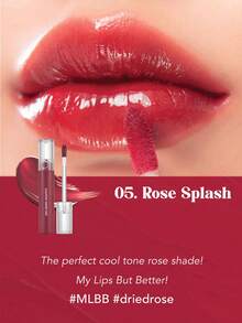Rom&nd Romand GLASTING WATER TINT 05 玫瑰飞溅，透气水润膜融合，轻盈玻璃光泽，彩虹渐变技术，蜜桃茶啫喱透明，玫瑰金星尘薄纱，冰霜薄荷氧气光泽，迷你SOS补妆棒，纯素假日限量版，裸妆轻盈秘诀，韩妆，4克/0.14盎司 - 05 ROSE SPLASH - 查看 3