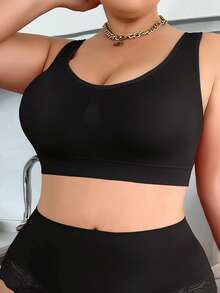 3PCS Women Plus Size Solid Comfortable U-Neck Seamless Bras Wireless Backless Yoga Sport Bra - Multicolor - View 2
