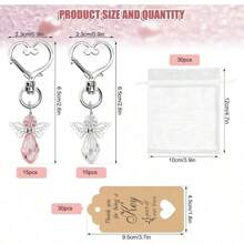 20 Stücke Engel Schlüsselanhänger, Engelsflügel Anhänger Schlüsselanhänger mit Danke-Anhängern und Ziehbandsäckchen aus Organza, Hochzeits-Party-Gastgeschenke, Tauf-Geschenke