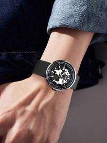 DOM 1pc Silicone Luminous Ball Calendar Round Dial Quartz Men's Watch With Gift Box, Suitable For Daily Wear And Decoration - Shape - View 10