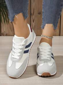 Women's Casual Sports Shoes, Non-Slip Sports Sneakers, New Spring/Summer Lightweight Running Shoes For Students, Popular White, Beige, Red Canvas Shoes, Soft Sole Rope Skipping Shoes, Daily Casual Breathable Athletic Trainers With Shock Absorption, Lightweight Walking Running Sneakers For Women