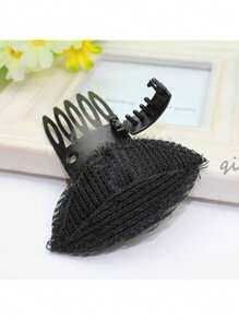1pc Women Bangs Poof Hair Clip, Simple Solid Color, For Daily Headpiece Styling, Black-Brown,Hair Accessories