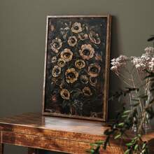 1幅帆布墙画海报，维多利亚哥特式花卉邪眼图案海报，万圣节艺术印刷品，复古暗黑植物艺术风格，适合客厅、卧室墙面悬挂或桌面摆放，理想的家居装饰礼品，万圣节房间装饰 - 彩色 - 查看 5