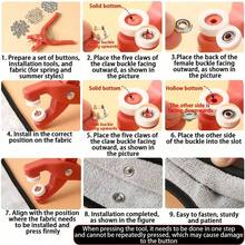 按扣套件 300 套，9.5 毫米按扣套件（含钳子），金属按扣套件（含工具），金属爪按扣，适用于服装、皮革工艺、缝纫