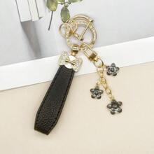 TTOBS 1pc Elegant Leather Key Chain With Lovely Flower Pendant - Durable, Fashionable And Multifunctional Keychain For Women - Variety Of Colors, Perfect Accessory And Gifting Idea For Car Owners