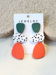 1 Pair Women Dotted Ceramic Texture INS Design Color Contrast Elegant Acrylic Long Dangle Earrings