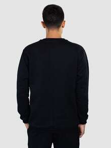 Printed Crewneck Sweatshirt Without Hood Cotton Flannel Promotion Without Print Special Edition - 黑色 - 查看 2