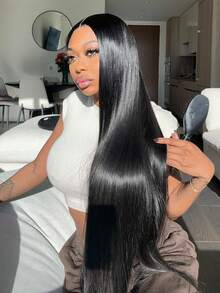 Wear And Go Glueless Wigs Human Hair Pre Plucked Pre Cut 5x5 Straight Lace Front Wigs Human Hair Wigs For Women No Glue Hd Lace Front Closure Ready To Wear Wigs 200% Density 32 Inch Natural Black - Natural Black - View 3