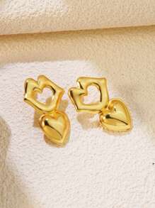1 Pair Stainless Steel Cute Lip Shape & Heart Cartoons Earrings, & Playful Design, Suitable For Women's Daily Wear, Dates, Valentine's Day Gifts