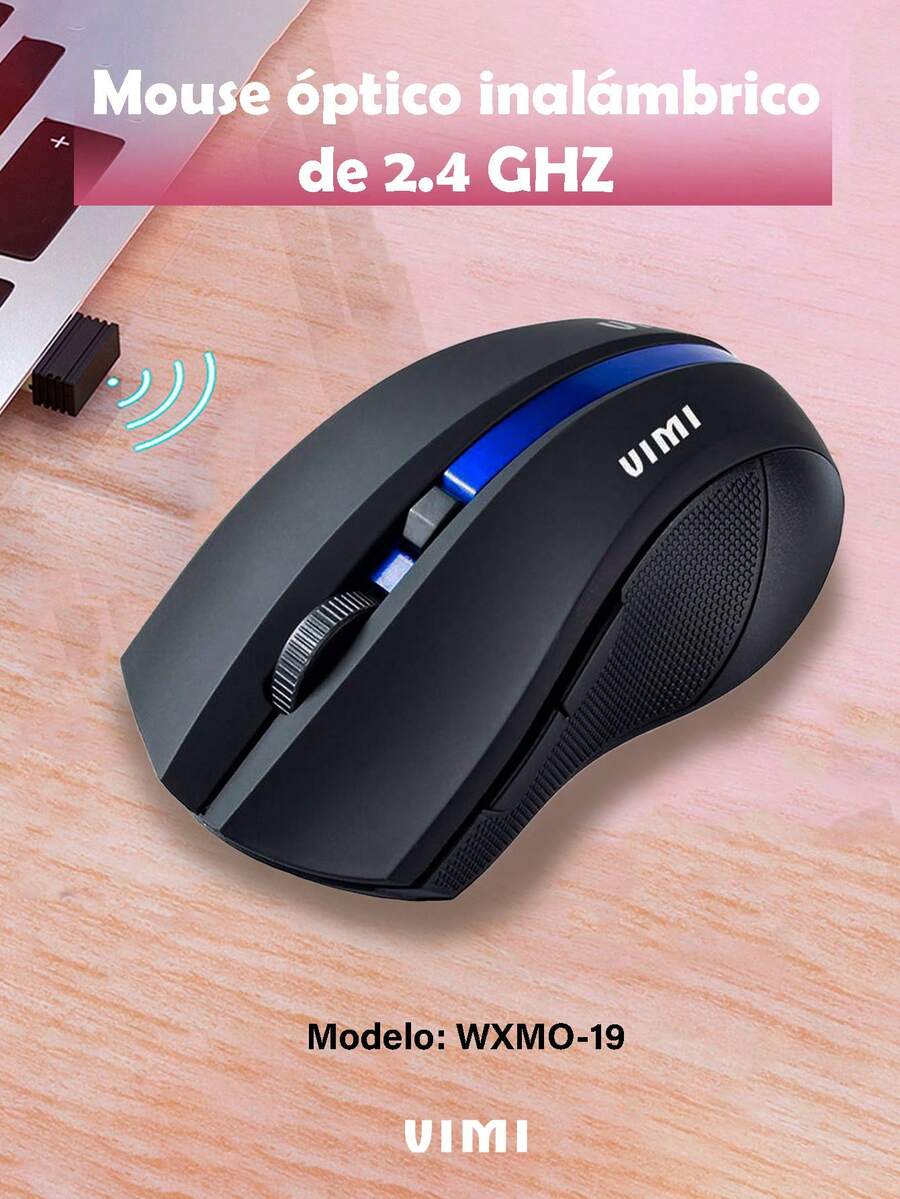 Mouse Inalambrico Optico Ergonomico Portatil USB  PC Laptop - Azul - Ver 1