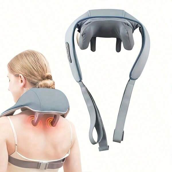 Massageador de pescoço para relaxamento de pescoço, ombros, cintura e pernas - Almofada/travesseiro de massagem elétrico recarregável para uso em casa, escritório e viagens