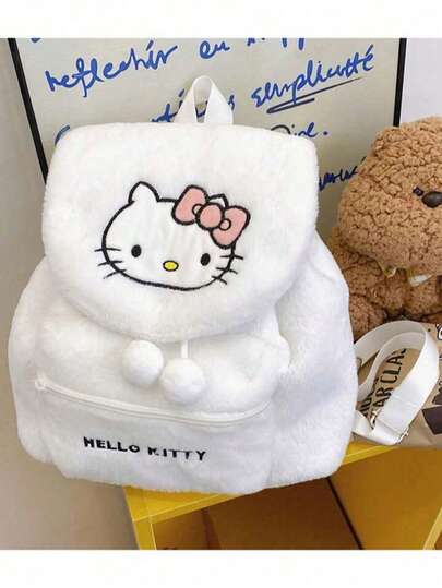 Sanrio Sanrio 1pc Sanrio Melody Cartoon Hello Kitty Pattern Shoulder Bag, Elegant & Cute Ladies Backpack, Design Plush M Elody Backpack, Large Capacity Embroidered Backpack, Christm As Gift, School Backpack, Kawaii Hello Kitty Backpack, School Bag