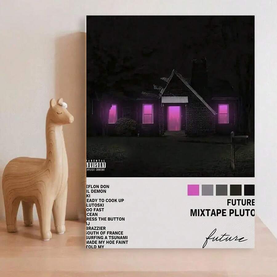 Framed  1pc Future Mixtape Pluto Album Cover Art Canvas Poster - Aesthetic Room Decor For Teens, Featuring Iconic Song Titles, Perfect For Bedroom & Living Room, Hip Hop Poster Wall Art - Framed - View 1