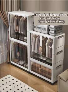Foldable Wardrobe Clothes Storage Cabinet, Thickened Closet For Home/Bedroom, Easy Installation, Suitable For Children