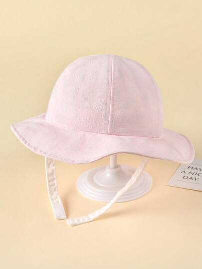 TUTUYA Sombrero de sol bordado para bebé, sombrero de sol con ala ancha, sombrero de cubo, sombrero de ala suave y cómodo de unicolor para niños