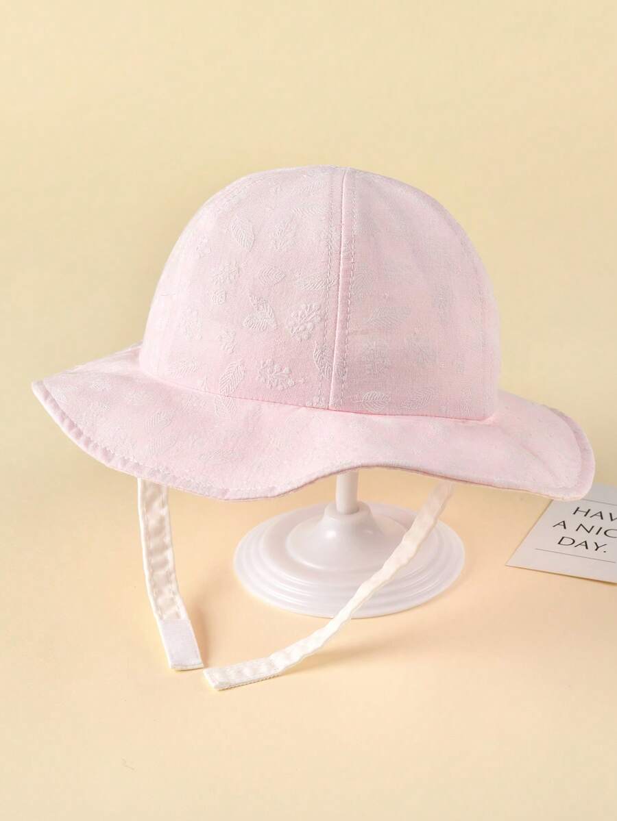 TUTUYA Cappello da sole per bambini con disegno ricamato, cappello a secchiello con ampia tesa per protezione solare, cappello in colore solido minimalista con morbida tesa per bambini - Rosa - Visualizzare 1