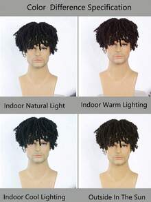Black Dreadlocks1 Synthetic Wig Top Clip, Synthetic Braid Semi Braided Hair, Short Braided Hair African Style Synthetic Wig For Men - Multicolor - View 7