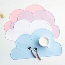 1 pièce Tapis de table en forme de nuage en silicone de 19 x 11 pouces avec bords surélevés, tapis antidérapant pour bols et assiettes, convient pour la cuisine et la décoration de la pièce - Multicolore - Voir 1