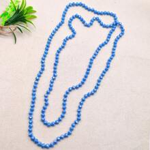 1pc 1.5m Long Crystal Beads Knotted Multi-Layer Simple Daily Wear Necklace For Women