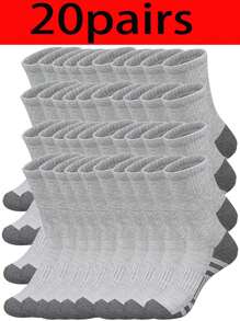1 Par / 5 Pares / 10 Pares / 15 Pares / 20 Pares Meias Masculinas de Cano Médio, Meias Unissex Antimicrobiana, Absorventes de Umidade e Respiráveis, Adequadas para Corrida, Exercícios, Jogos de Bola, Ciclismo e Uso Diário