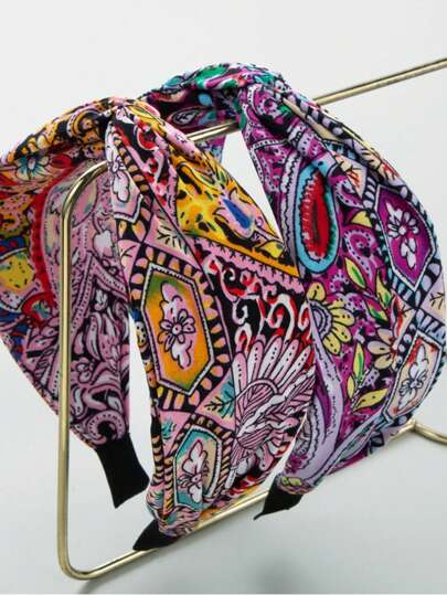 1pc Fashion Simple Versatile Twisted Vintage Embroidered Wide Headband, Floral Beach Style Accessory For Women,Hairband,Hair Hoop Headbands ,Head Piece