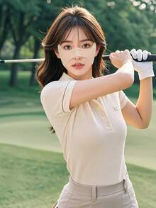 GOLOVEJOY 1 件装新款冰丝纯色半蝶翼设计面罩，户外高尔夫防晒防紫外线，透气女士颧骨面罩 - 彩色 - 查看 10