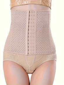 1pc Women's Adjustable Buckle Waist Belt, Breathable Hollow Out Waist Trainer Cincher Shapewear Corset, 3 Rows Of Buttons