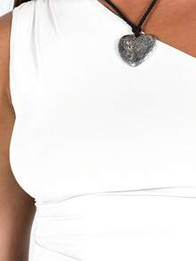 Women's Summer One Shoulder Tank Tops  Soft Stretchy Solid Color Floral For Daily Date Night Party - 白色 - 查看 6