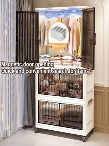 Foldable Wardrobe Storage Cabinet, All-In-One Clothes Organizer Closet For Adult And Children Bedroom