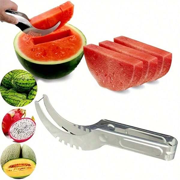 1 pièce Coupe-pastèque en acier inoxydable - Séparateur et coupeur de fruits facile pour les ustensiles et fournitures de cuisine