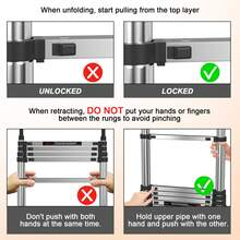 Royalswill Extension Ladder Stainless Steel Folding Ladder Portable Retractable Loft Ladder Capacity Maximum Load 150kg/330lb, EN131 - 5M-silver - View 5