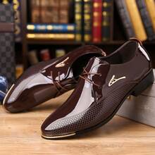 Men's Business Casual Shoes, Fashionable Glossy Formal Shoes, Suitable For Office Banquets, Weddings, And Important Occasions - màu nâu - Xem 2